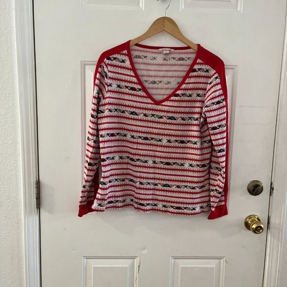 Victoria Secret Woman's Red/White Striped Plaid Thermal Pajama's Sz Lr - Picture 2 of 11